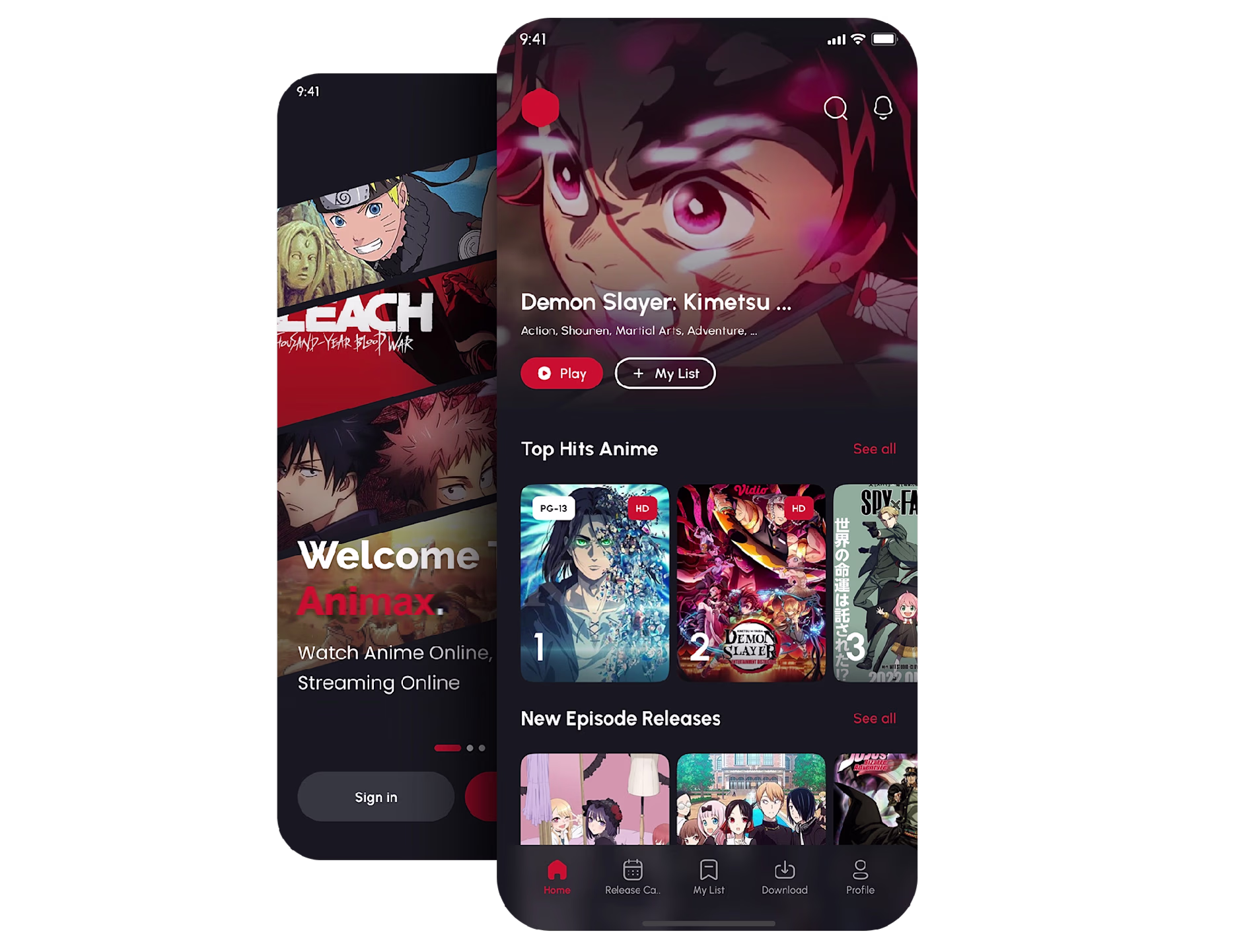 Flutterflow Animax UI Design - Anime Streaming App UI Kit